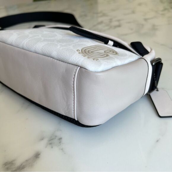 COACH Edge Crossbody In Signature Canvas & Leather 2338 Chalk White Black Bag - Picture 8 of 14